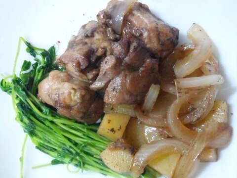 赤ワイン鶏肉煮(バルサミコ、蜂蜜、醤油)